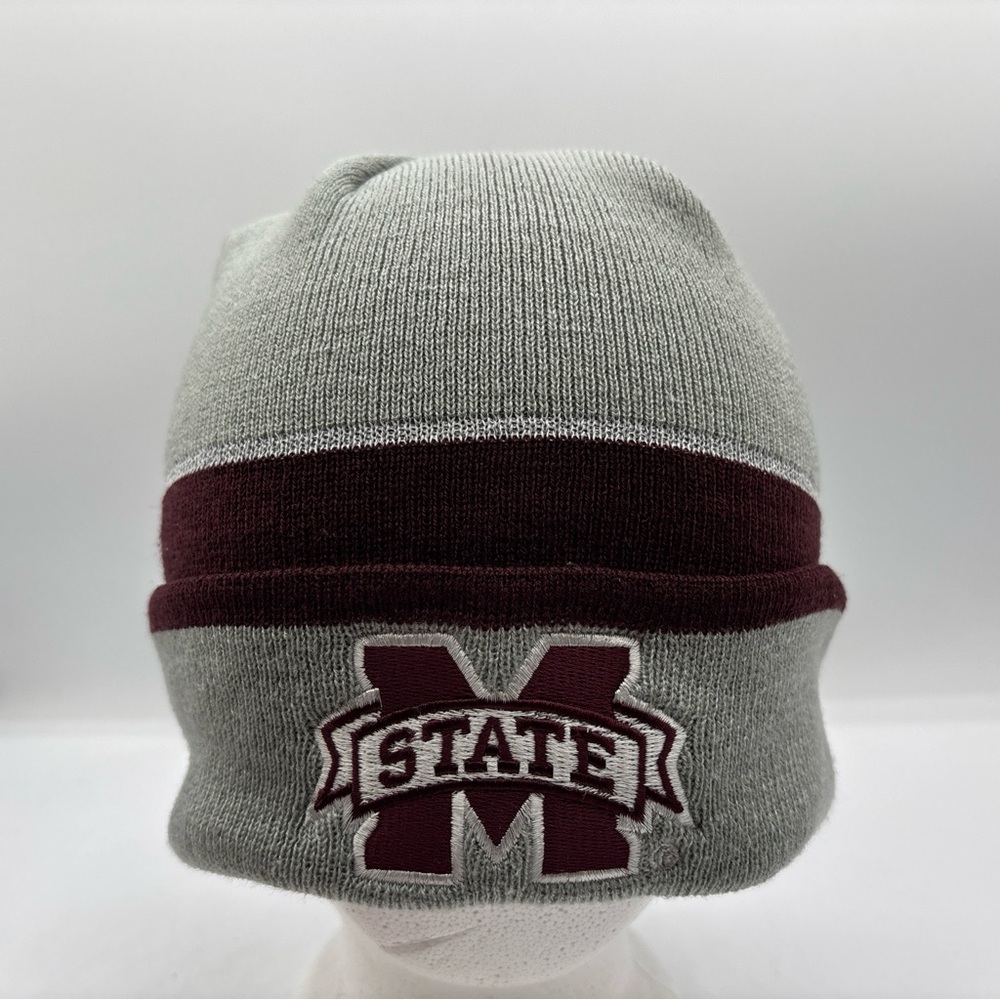 Mississippi State Bulldogs NCAA Adidas Grey Maroon Cuffed Knit Beanie OSFM